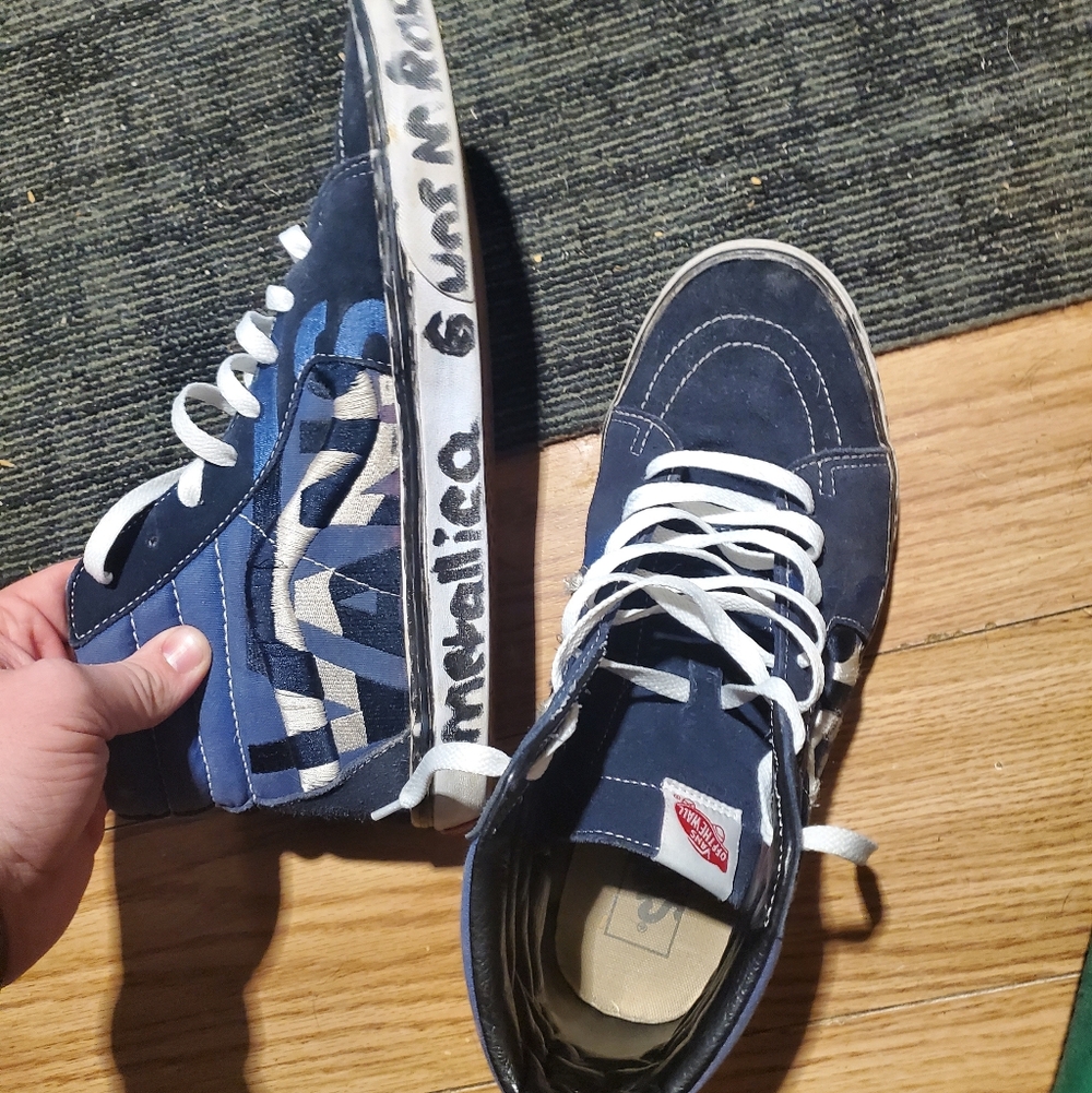 Vans Blue and White High-Top Sneakers